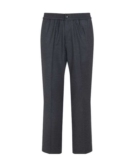 AMI Gray Elasticated-Waist Wool Trousers for men
