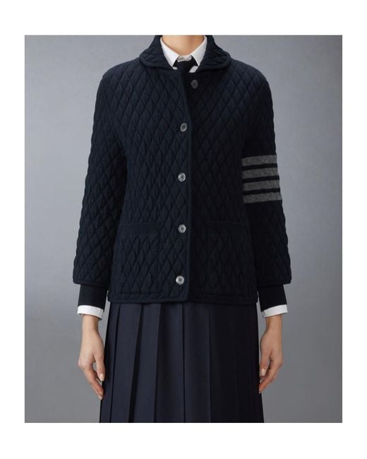 Thom Browne Blue 4 Bar Stripes Quilted Jacket
