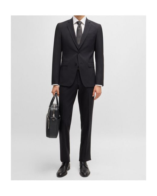 Boss Black Logo-Debossed Leather Laptop Bag for men