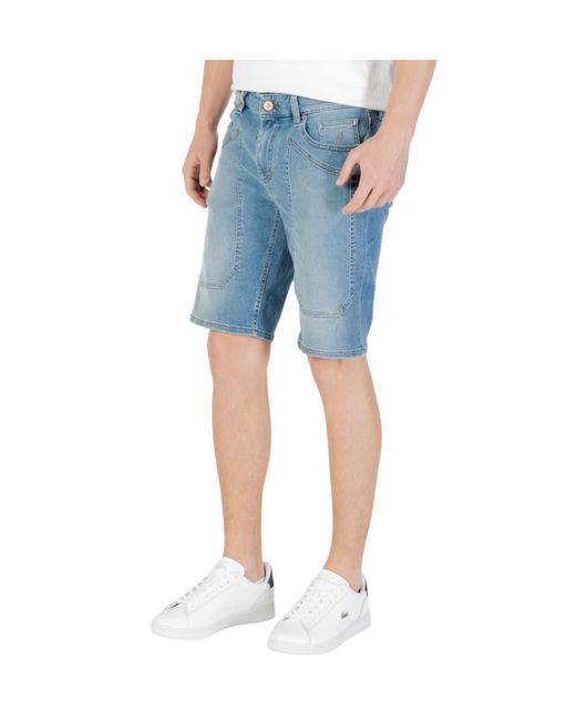 Jeckerson Blue Denim Shorts With Belt Loops for men