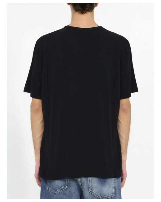 Saint Laurent Black Crewneck Short-Sleeved T-Shirt for men