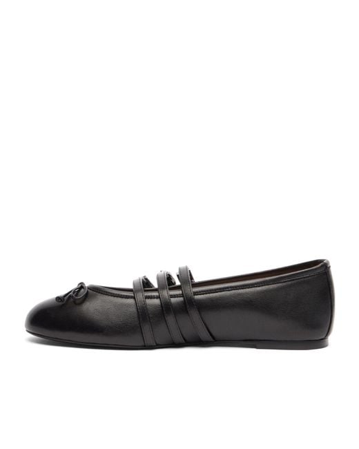 Stuart Weitzman Black Round-Toe Mary Jane Ballet Flats