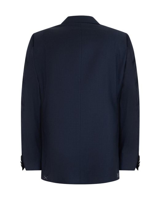 Canali Blue Long-Sleeve Double-Breasted Blazer And Trousers Two-Piece Set for men