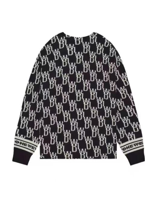 we11done Black Logo Jacquard Knitted Cardigan for men
