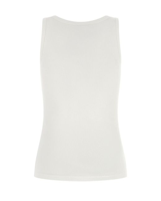 Courreges White Ribbed-Knit Zip-Up Tank Top