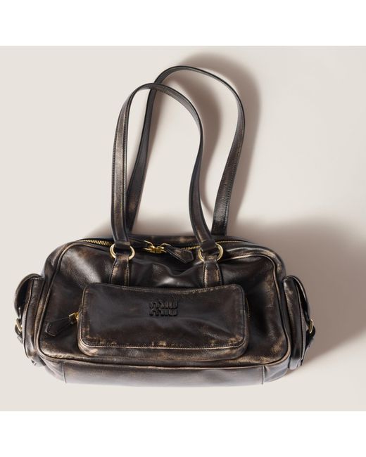 Miu Miu Brown Logo-Detailed Zipped Shoulder Bag