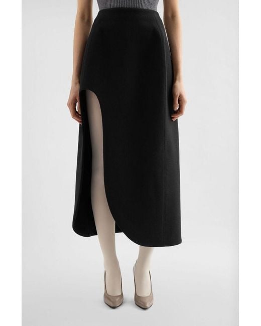 Jil Sander Black Wool Sablé Skirt