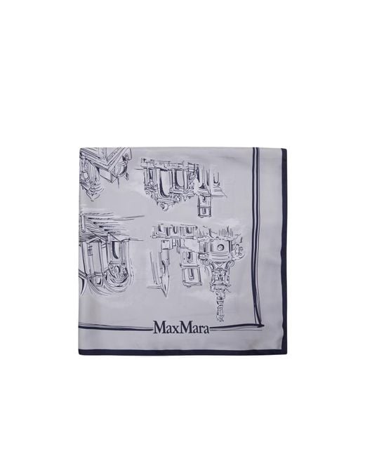 Max Mara Gray Logo Pocket Square