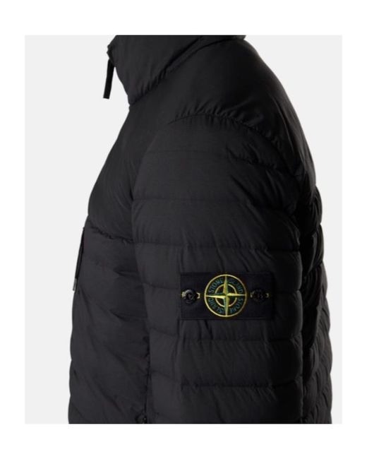 Stone Island Black Hooded Padded Coat for men