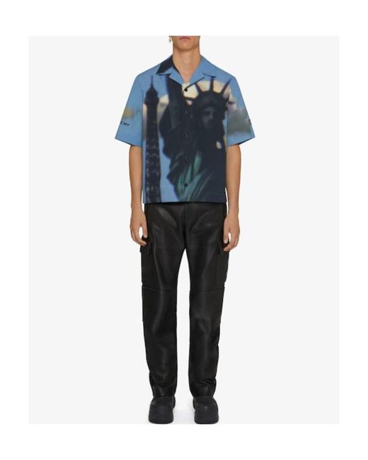 Givenchy Blue Hawaiian Collar Shirt for men