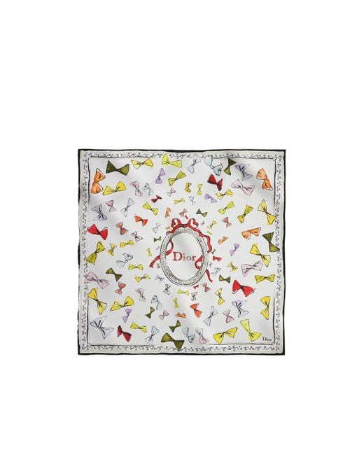 Dior White Iviera Bows 90 Square Scarf