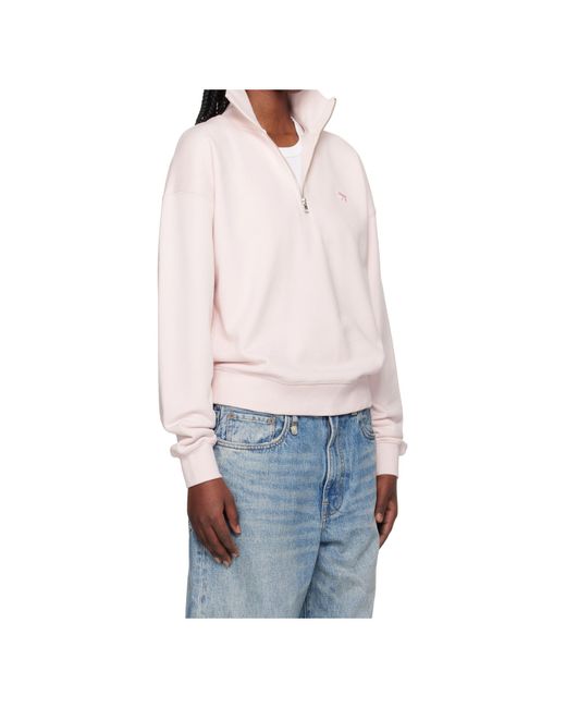 Maison Kitsuné White Maison Kitsuné Baby Fox Patch Half-Zip Sweatshirt