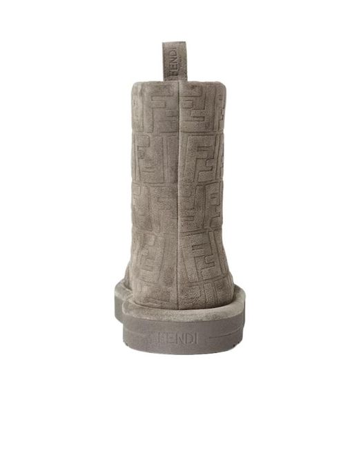 Fendi Brown Apres Chic Monogram Embossed Boots