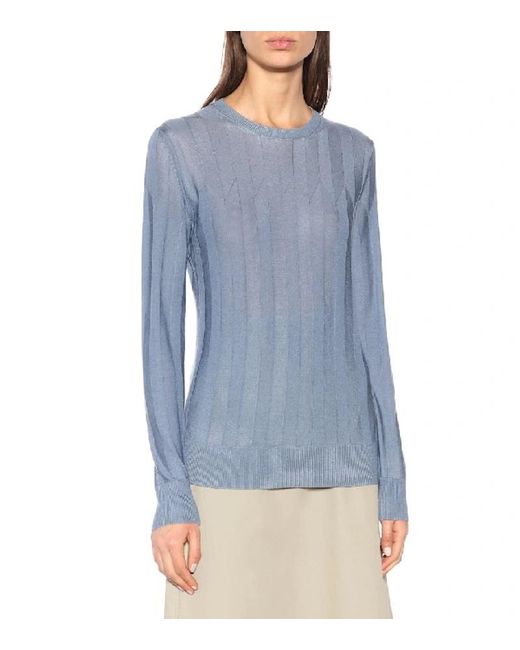 Bottega Veneta Blue Long-Sleeved Round-Neck Sweater