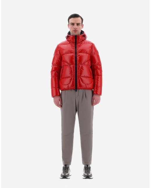 Herno Red Logo Patch Zip-Up Padded Jacket for men
