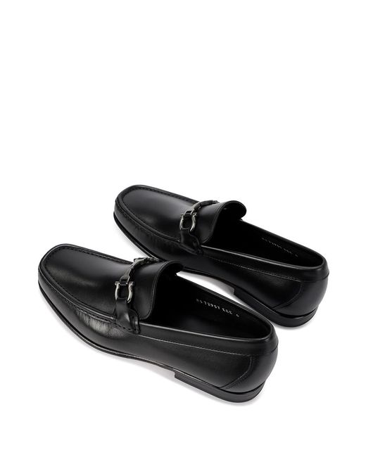 Ferragamo Black Logo Buckle Business Casual Shoes for men