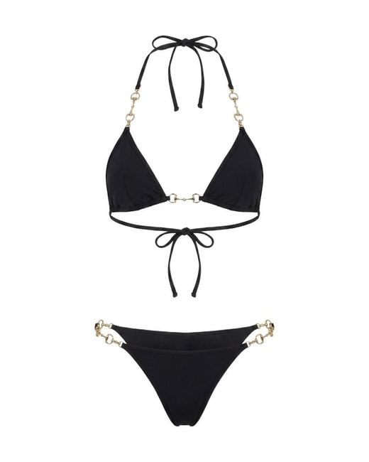 Gucci White Horsebit Detailed Two-Piece Bikini
