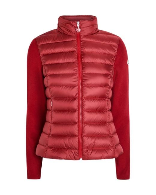 Moncler Red Quilted Wool-Blend Jacket