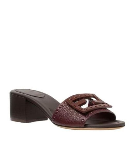 Fendi Brown Baguette Wide-Band Slides