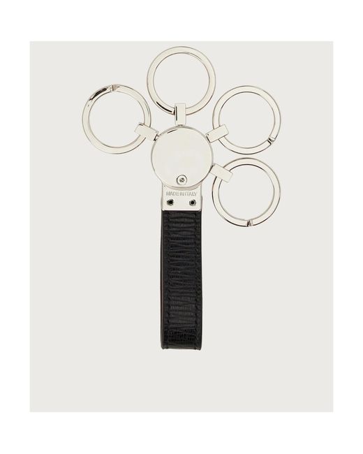 Ferragamo White Ferragamo Logo Engraved Keyring for men