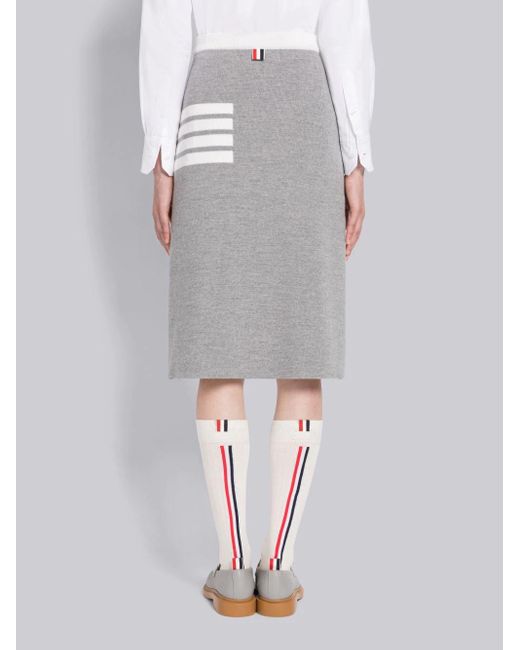 Thom Browne Gray A-Line Merino Wool Midi Skirt