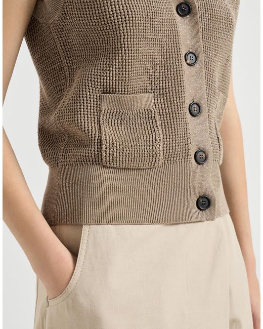 Brunello Cucinelli Gray V-Neck Buttoned Vest