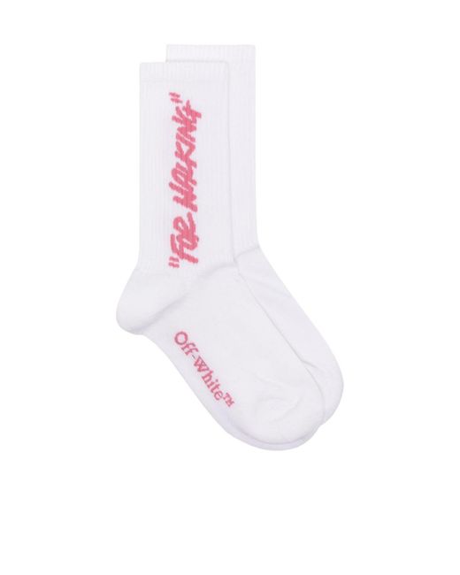 Off-White c/o Virgil Abloh White 'For Walking' Ribbed Crew Socks for men
