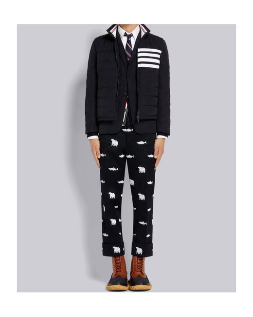 Thom Browne Blue Twill Down-Filled-Bar Ski Vest for men