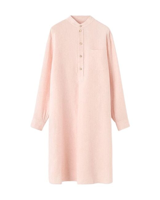 Loro Piana Pink Long-Sleeved Shirt Dress
