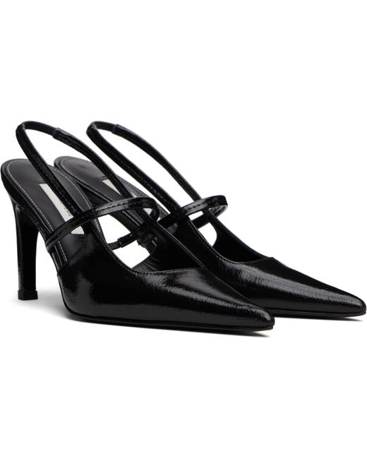 Totême Black Naplak Stiletto Slingback Heels