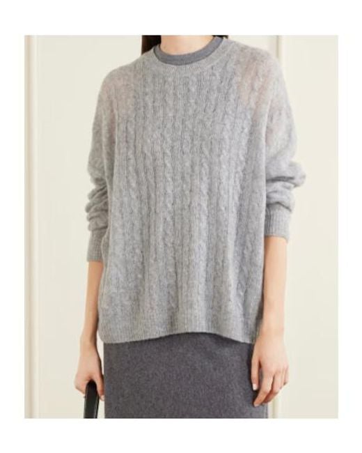 Lisa Yang Gray Long-Sleeved Crew Neck Sweater