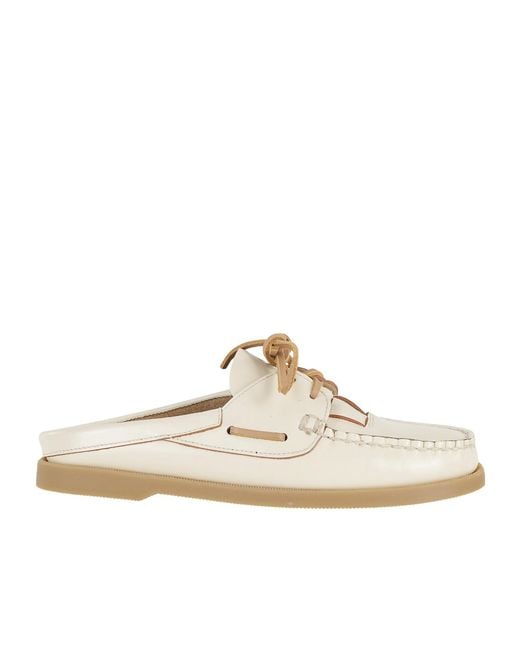 Hereu White Samunawfs Moccasin Mules