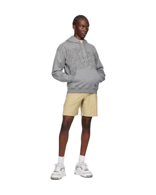 Versace Gray Milano Stamp-Embroidered Drawstring Hoodie for men
