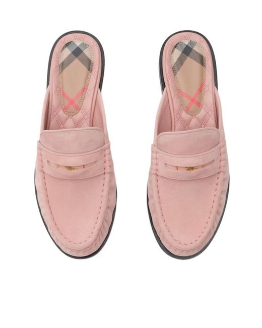 Burberry Pink Leather Cadet Mules