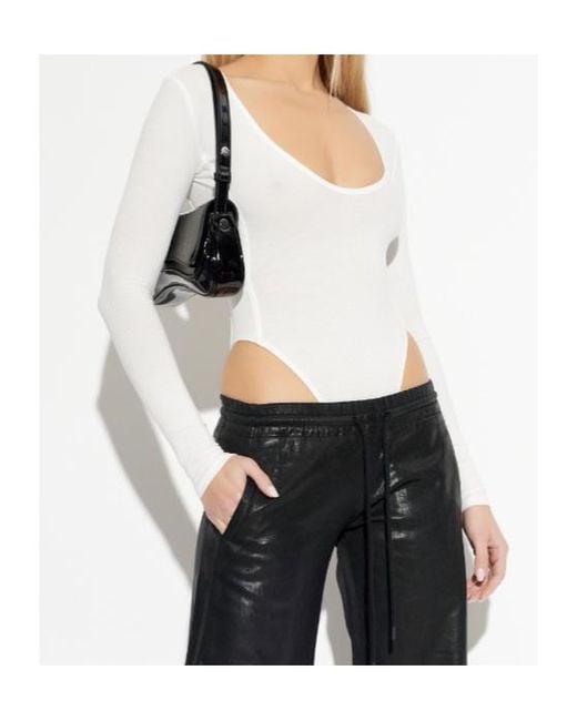 DIESEL White T-Bodyn Ribbed Thong Bodysuit
