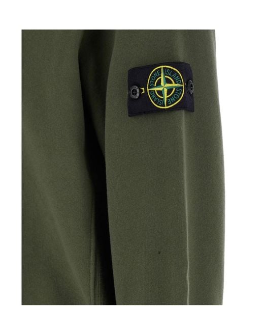 Stone Island Green Compass Patch Crewneck Sweatshirt for men