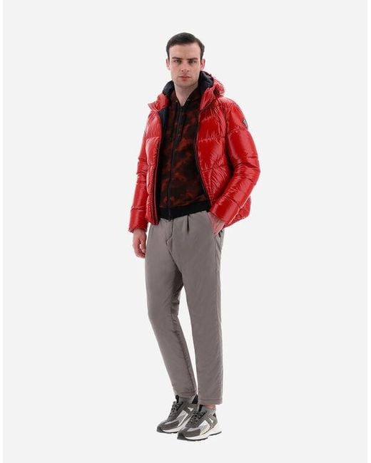 Herno Red Logo Patch Zip-Up Padded Jacket for men