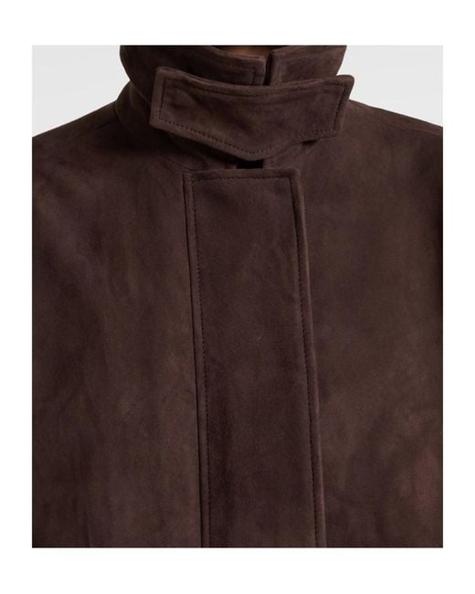 ROTATE BIRGER CHRISTENSEN Brown High Collar Long Sleeve Leather Jacket