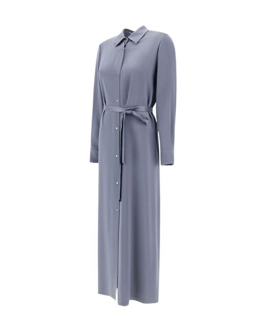 Herno Blue Resort Button Detailed Belted Shirt Dress