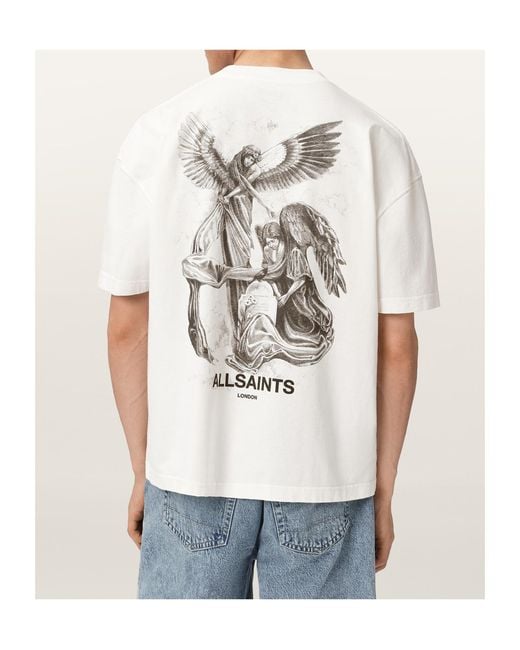 AllSaints White Crew Neck Short-Sleeved T-Shirt for men