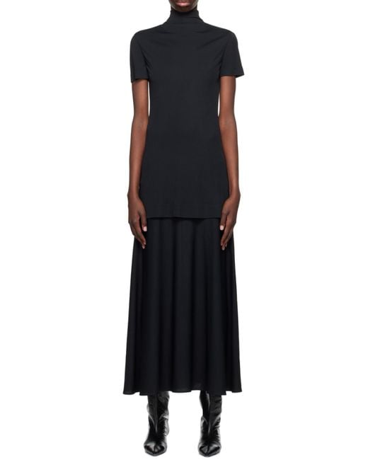 Jil Sander Black High-Neck Midi Dress