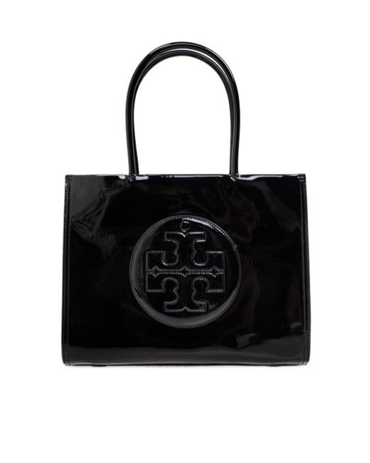 Tory Burch Black Ella Embossed Small Shopper Bag