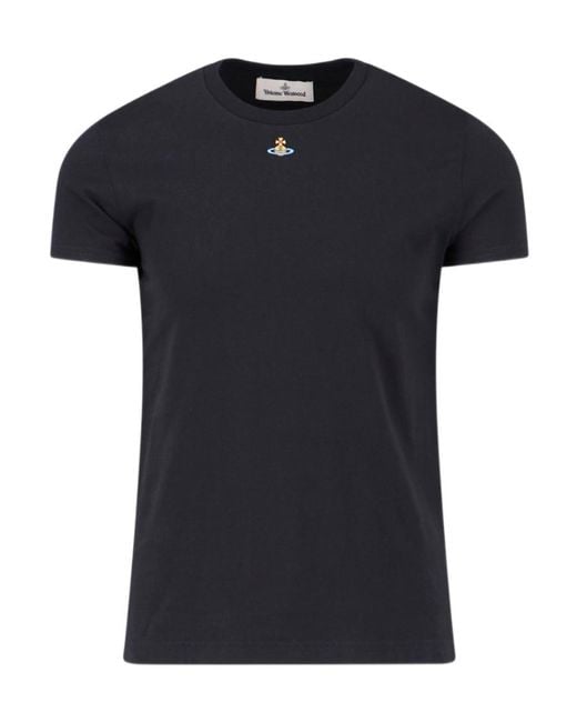 Vivienne Westwood Black Orb Logo-Embroidered Crewneck T-Shirt for men