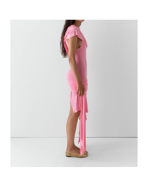 GIMAGUAS Pink Annika Draped Midi Dress