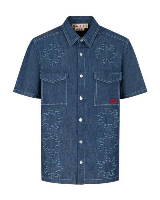 Marni Blue Pocketed Shirt for men