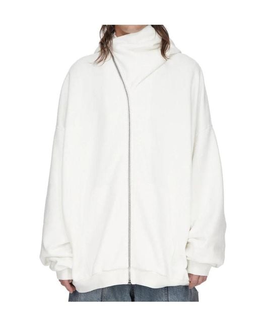Rick Owens White Mountain Hun Asymmetric-Zip Hoodie for men