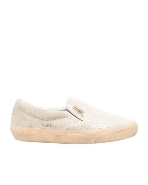 Golden Goose Deluxe Brand White Sequin-Embellished Slip-On Sneakers