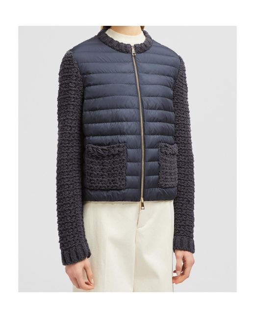 Moncler Blue Padded Cotton Zip-Up Cardigan
