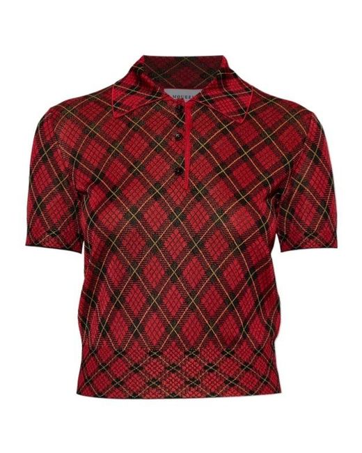 McQueen Red Checked Short-Sleeve Polo Shirt