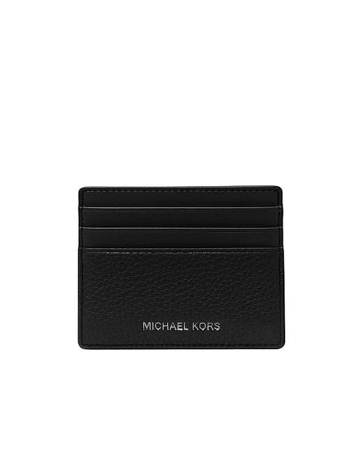 Michael Kors Black Cooper Pebbled Leather Tall Card Case